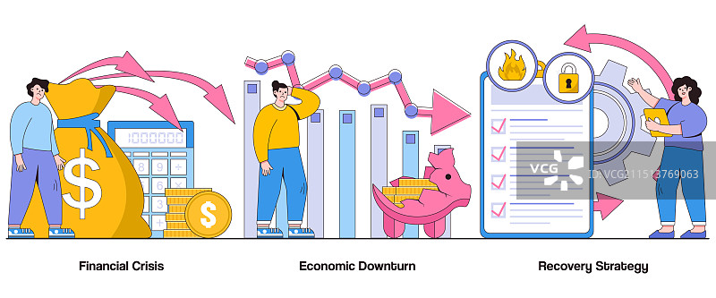 金融危机经济衰退复苏图片素材