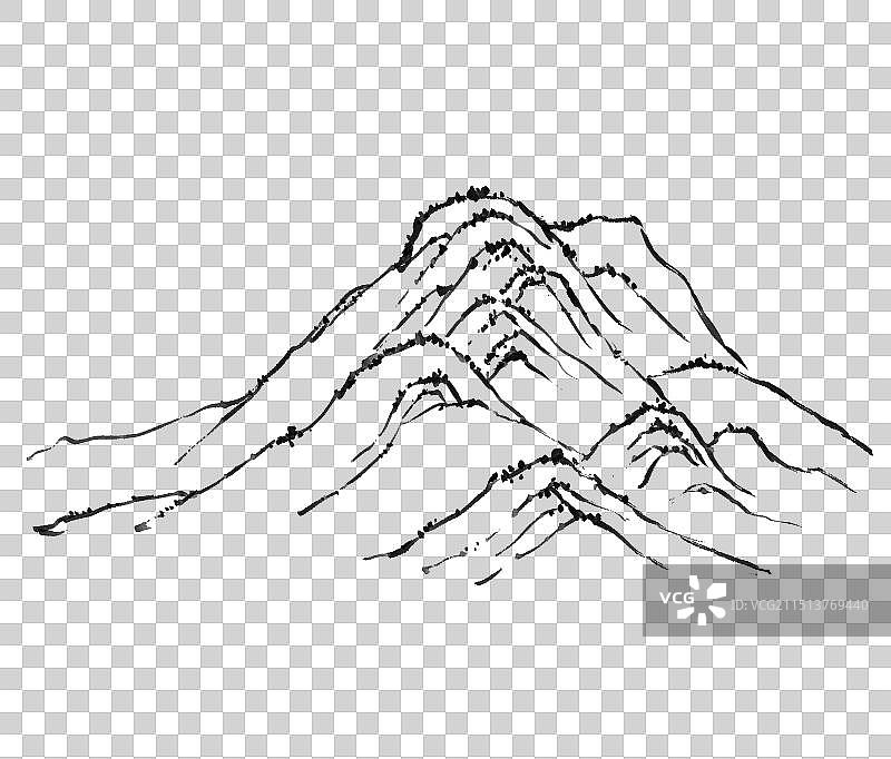 国画山线稿—古风水墨国风元素图片素材