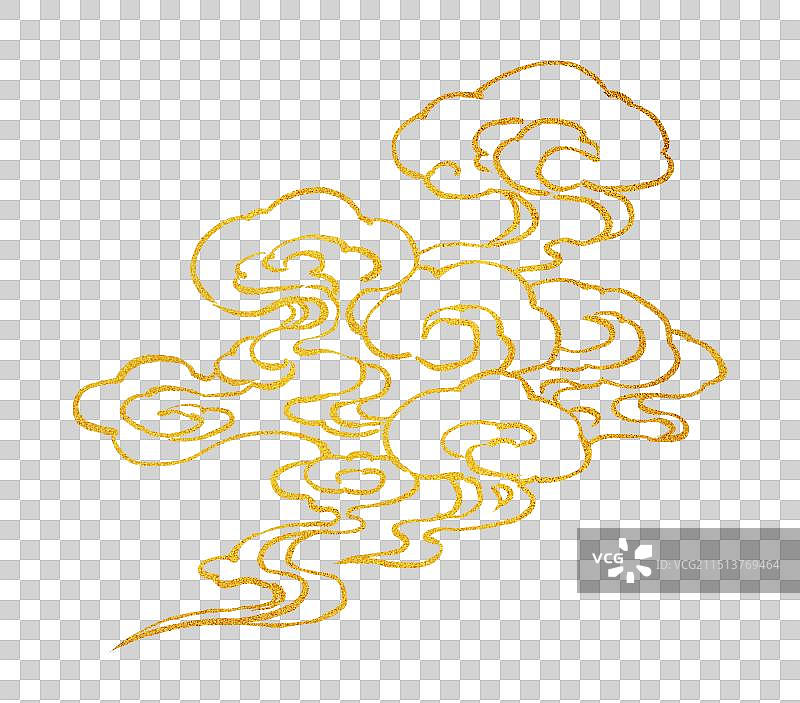 新中式国画金箔 祥云—古风水墨国风国画元素图片素材