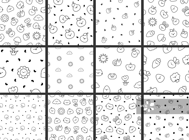 可爱卡通农场着色页图片素材