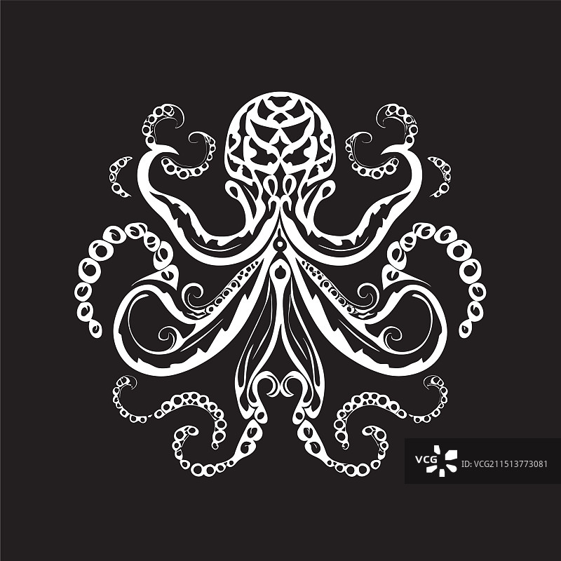 神秘创作章鱼曼陀罗黑色标志图标图片素材