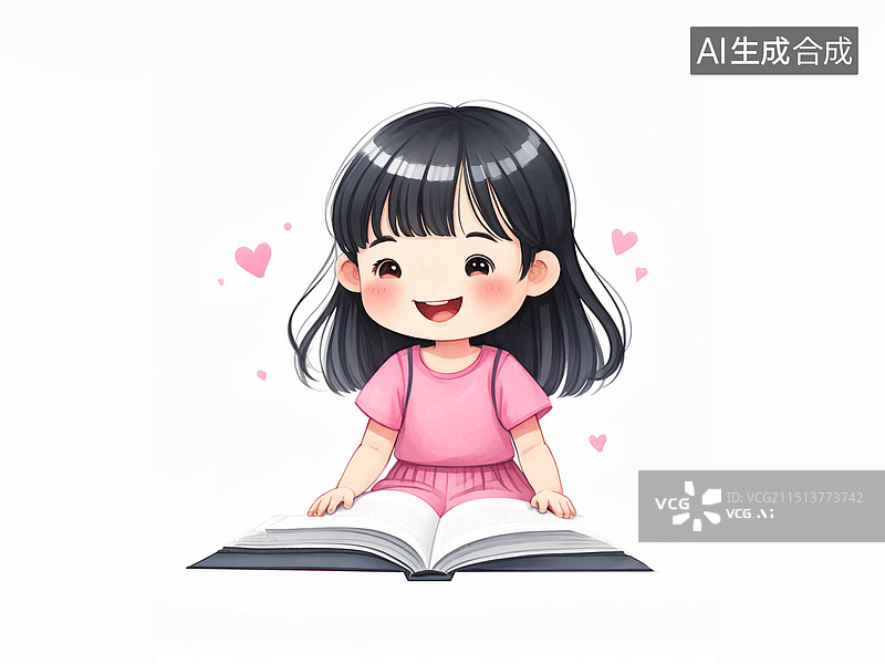 【AI数字艺术】开学季读书日在看书的可爱小孩图片素材