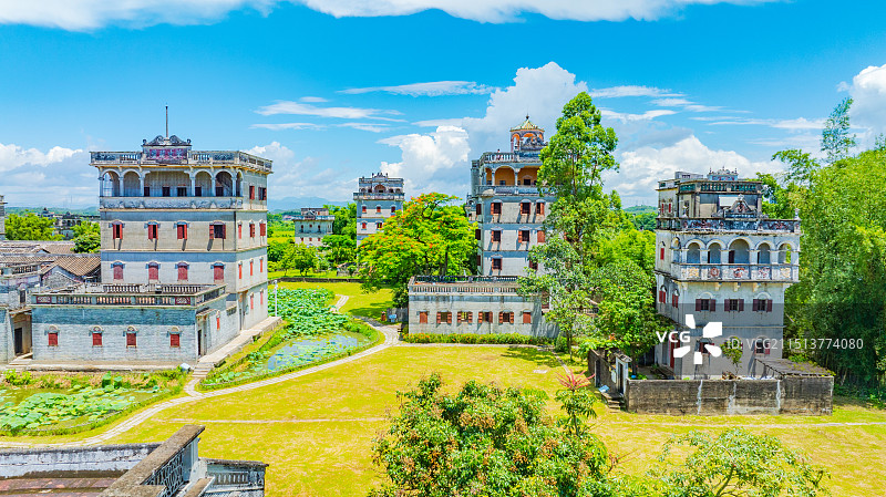 广东江门开平碉楼自力村碉楼群图片素材