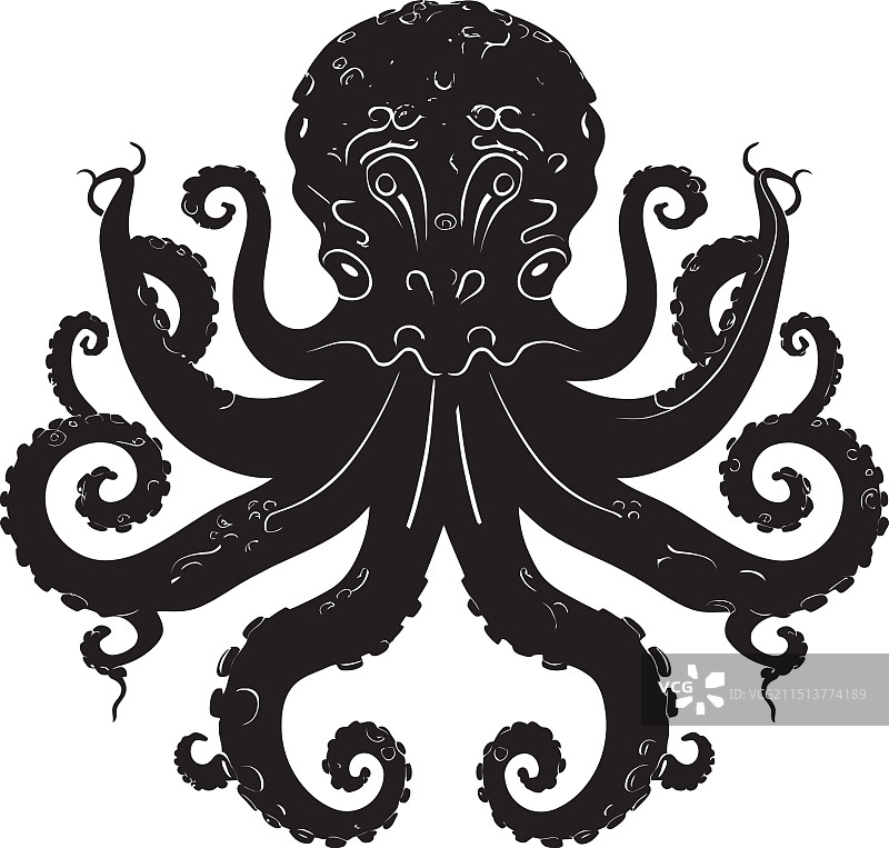 神秘创作章鱼曼陀罗黑色标志图标图片素材