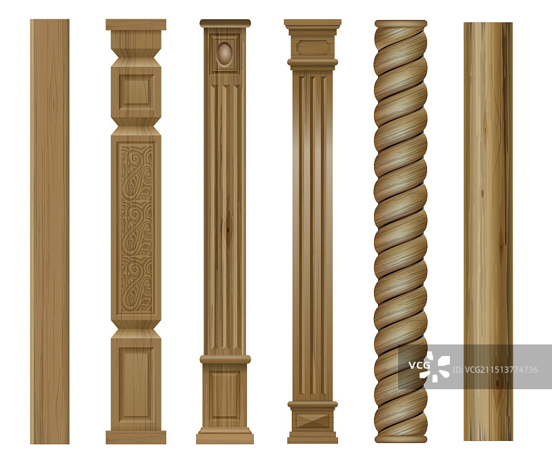 经典木质柱子和支柱图片素材