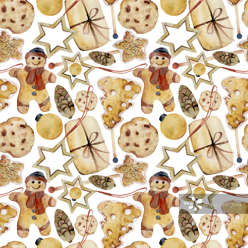 手绘水彩自制奶油酥饼图片素材