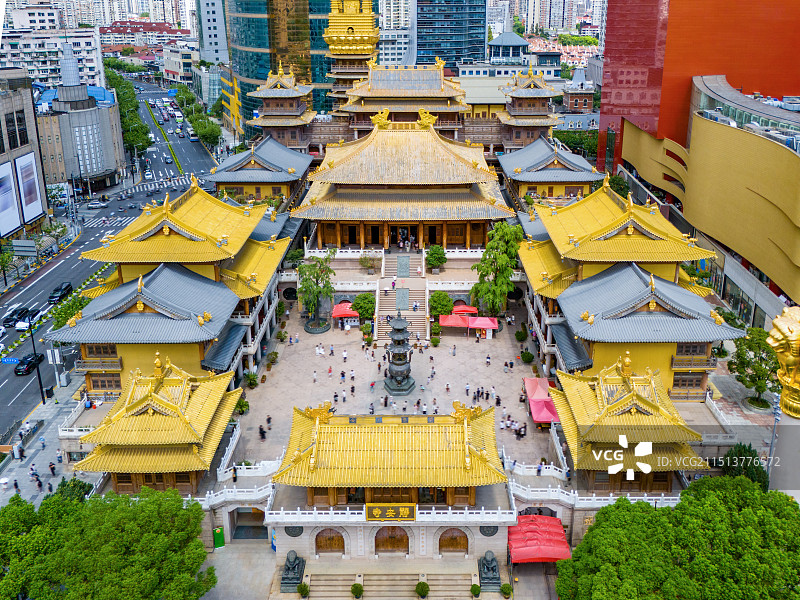 俯瞰上海静安寺 静安古寺图片素材