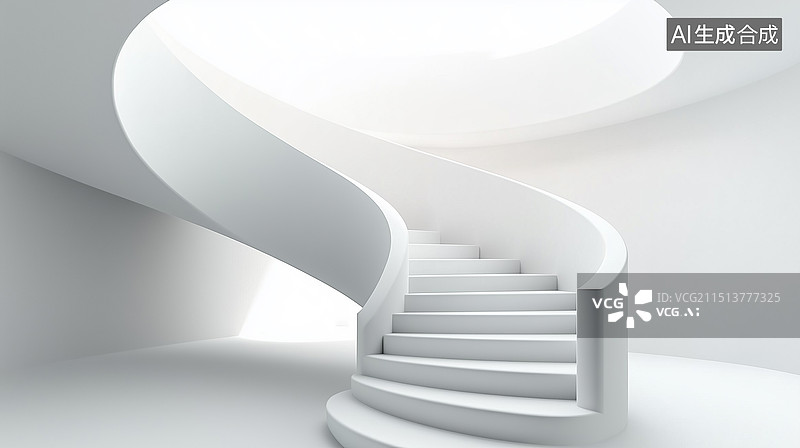 【AI数字艺术】现代风格室内楼梯图片素材