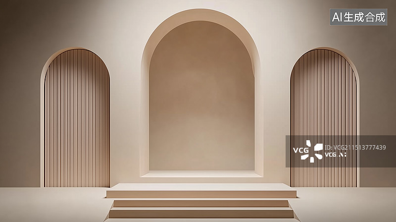 【AI数字艺术】简约现代室内产品展示空间图片素材