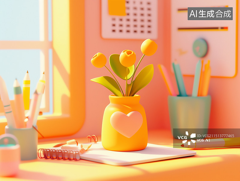 【AI数字艺术】3d卡通温馨室内场景图片素材