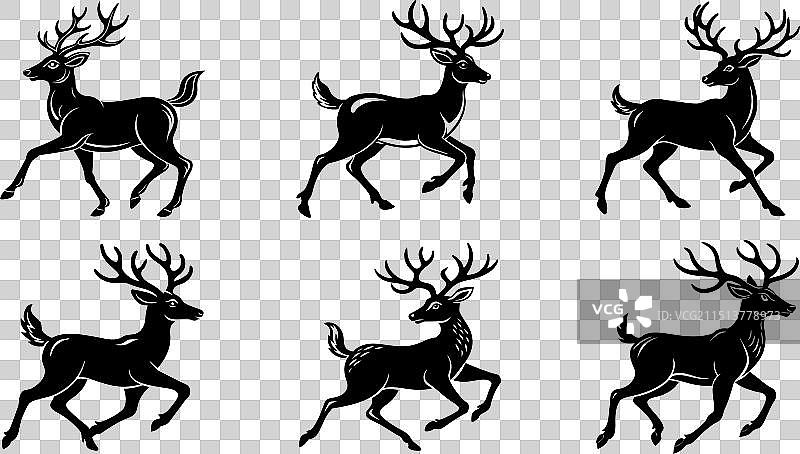 鹿剪影合集图片素材