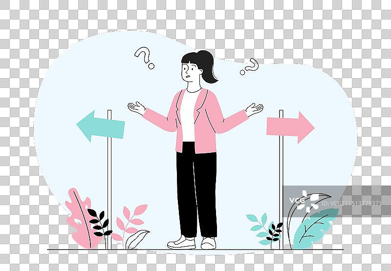 女人选择道路，女孩站在路边图片素材