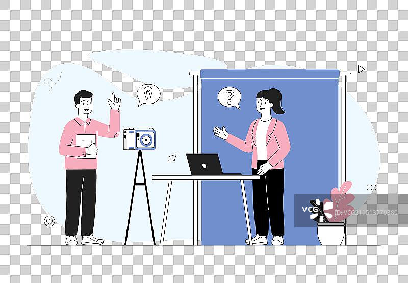 内容创作概念男女制作视频图片素材