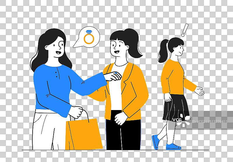 带着羡慕表情，厌恶地看着的年轻女孩图片素材