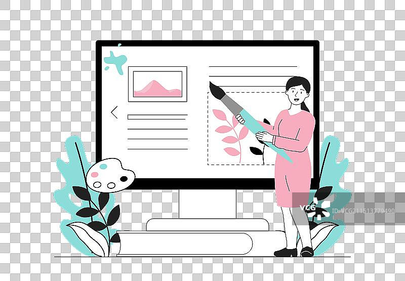 艺术家概念女性与画笔图片素材