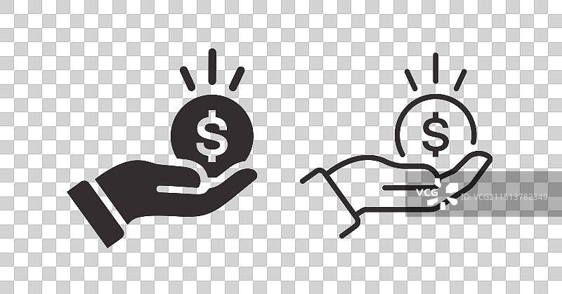 手持发光美元符号图标图片素材