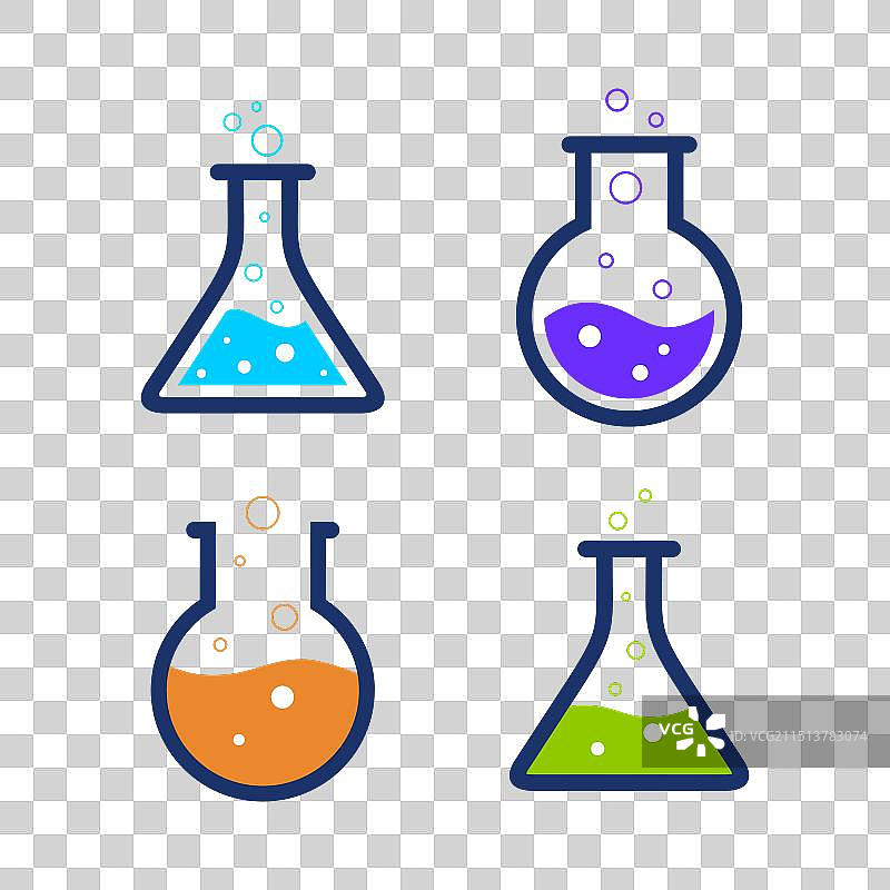 锥形瓶图标集或化学图标图片素材