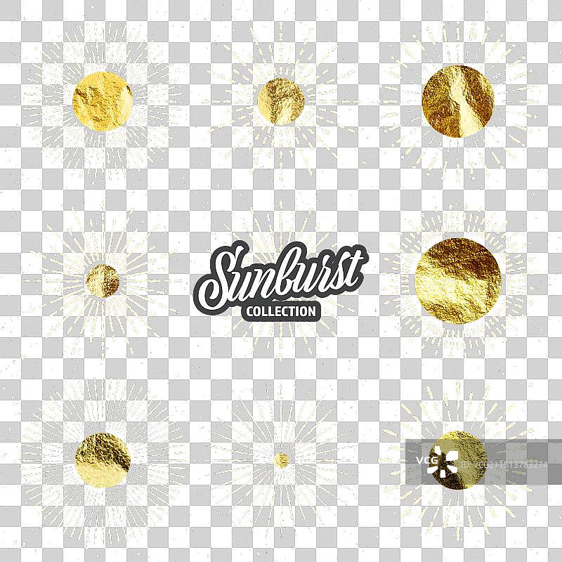 复古Grunge风格旭日日落光束金箔图片素材