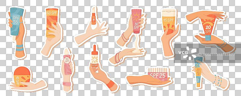 手持防晒化妆品套装图片素材