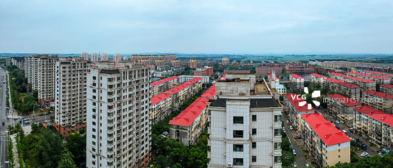 灯塔市 沈营街 葛西河公园 大市场购物中心 航拍图片素材