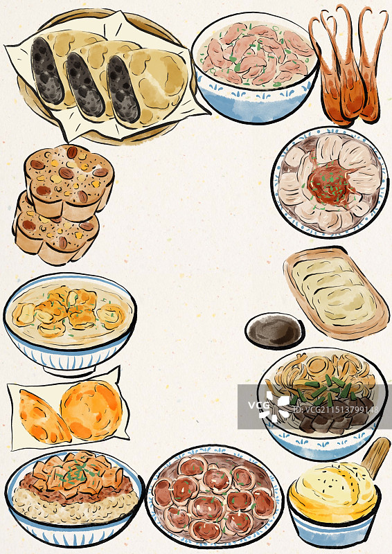 国潮风温州美食插画图片素材