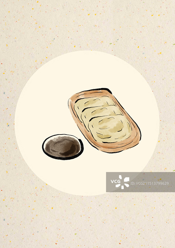 国潮风温州美食插画-鱼饼图片素材