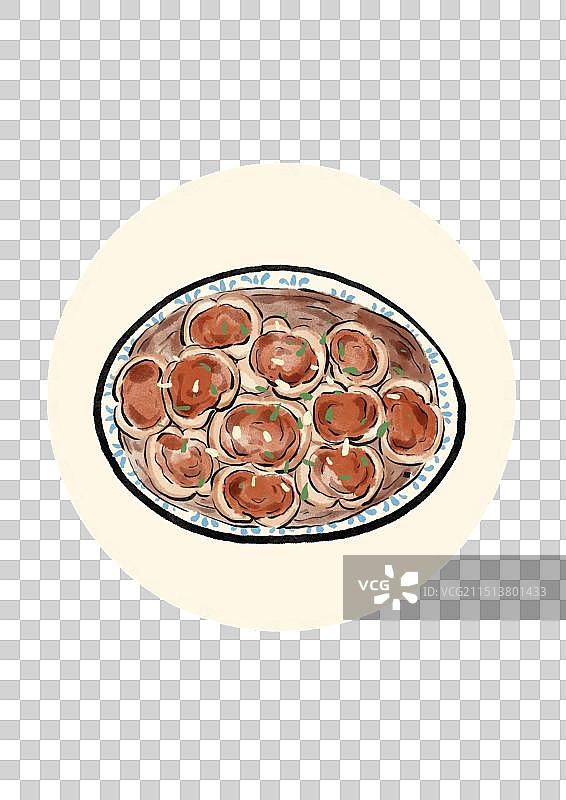 国潮风温州美食插画元素-血蛤图片素材