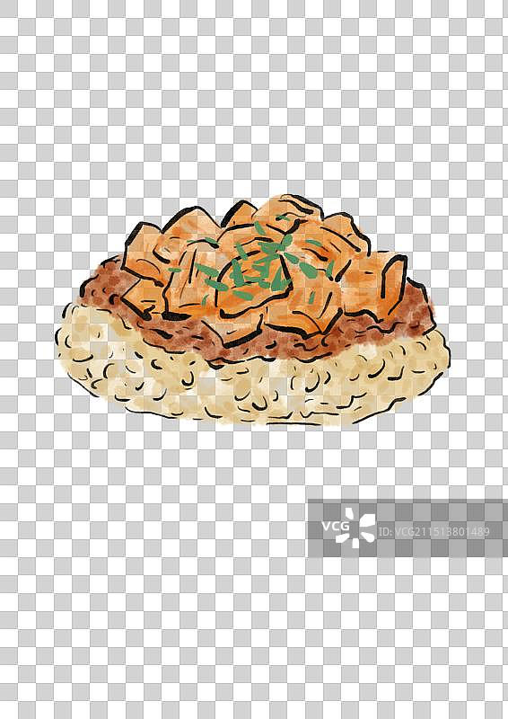 国潮风温州美食插画元素-糯米饭图片素材