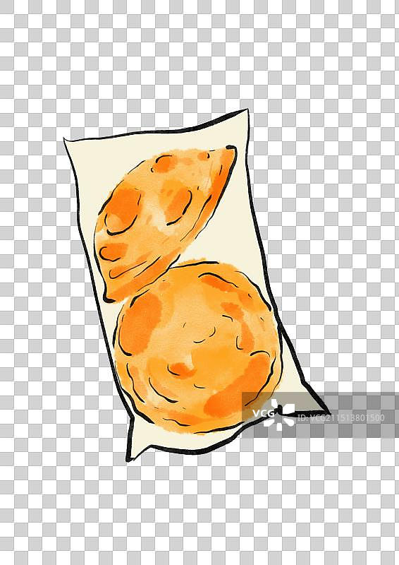 国潮风温州美食插画元素-灯盏糕图片素材