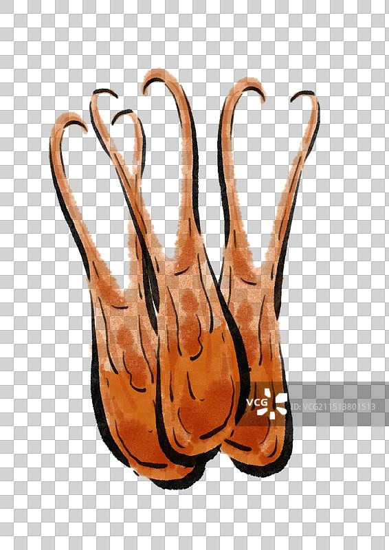 国潮风温州美食插画元素-鸭舌图片素材