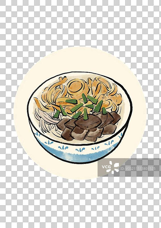 国潮风温州美食插画元素-猪脏粉图片素材