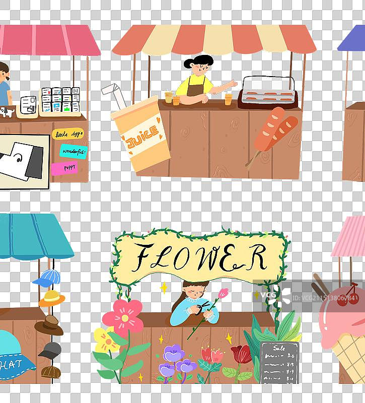 市集摆摊摊位免抠元素图片素材