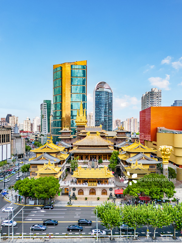 上海静安寺 静安古寺俯拍图片素材