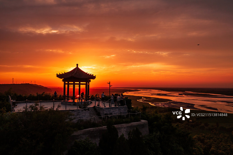 河南省郑州市黄河中下游 桃花峪 汉霸二王城 鸿沟 古战场图片素材