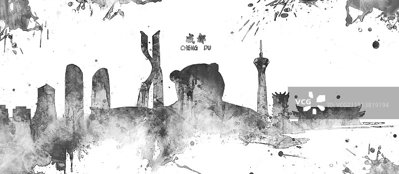 成都城市建筑插画图片素材