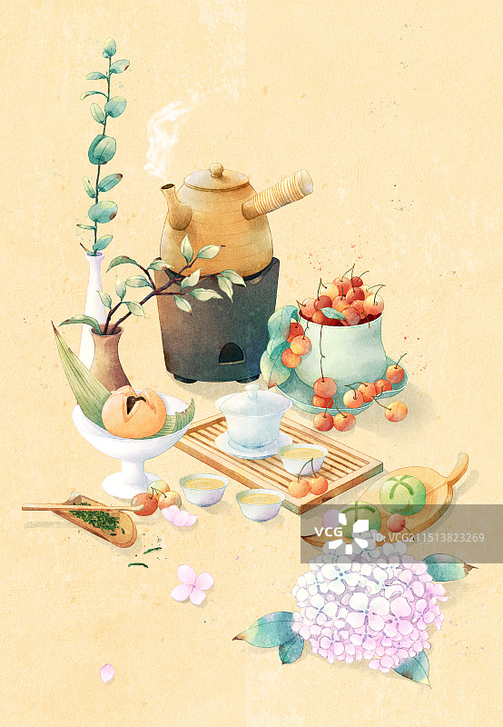 茶室小物组合之围炉煮茶图片素材