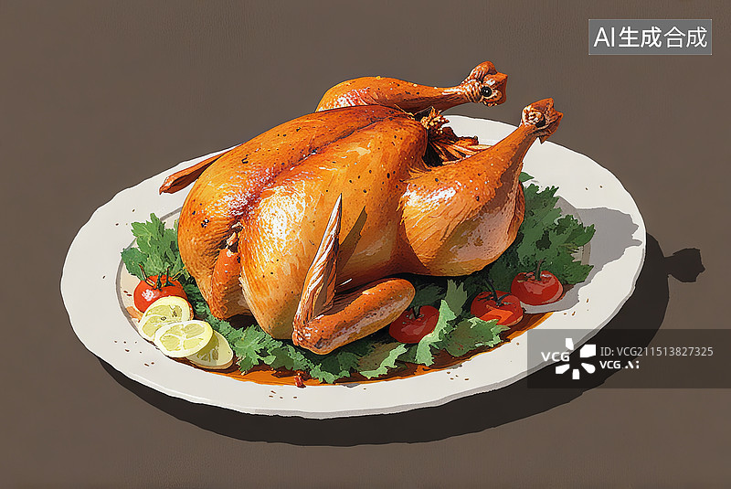 【AI数字艺术】烤鸡插画图片素材