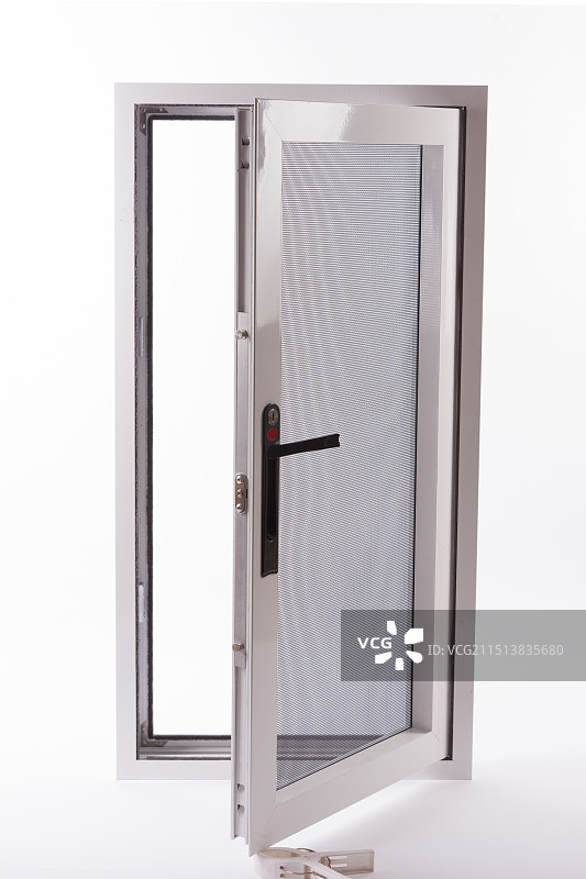 影棚拍摄白色背景铝合金窗纱窗断桥铝窗产品图片素材