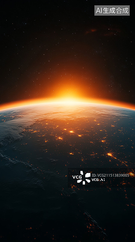 【AI数字艺术】外太空看地球日出图片素材
