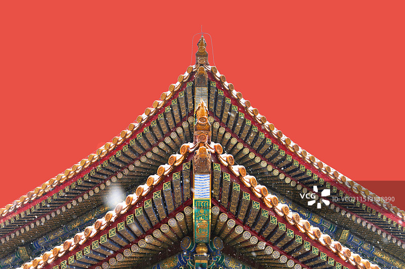 故宫红墙屋檐雪景图片素材