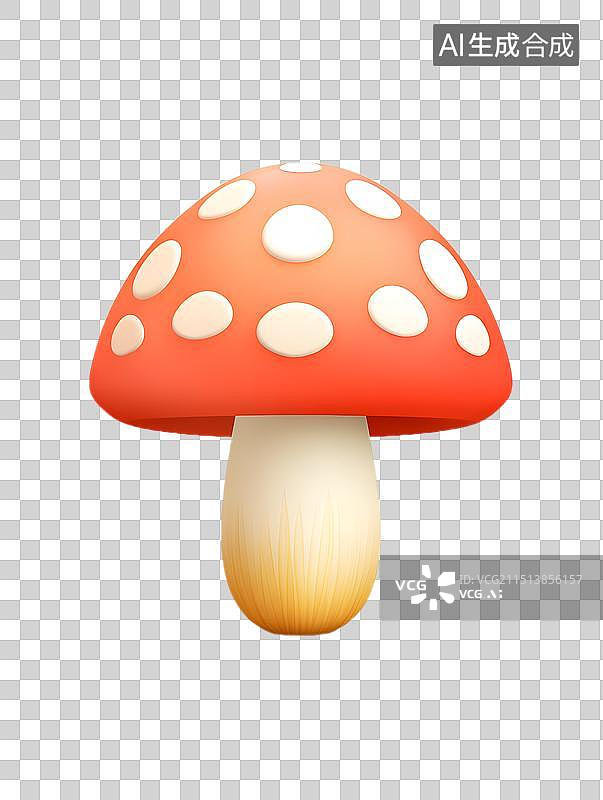 【AI数字艺术】红色斑点卡通3D蘑菇图片素材