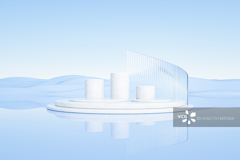 晴朗天空下水面上的电商背景展台图片素材