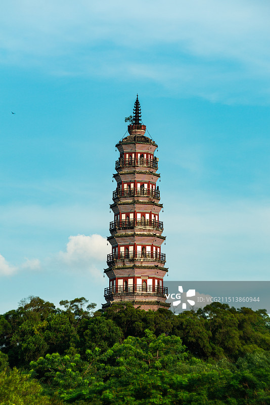 顺德新十景，佛山顺峰山公园青云塔古建筑特写图片素材