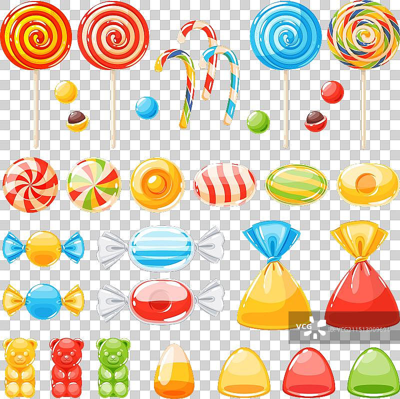 卡通糖果彩色不同类型图片素材