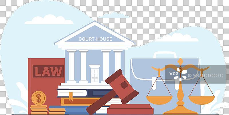 正义的概念：法庭木槌与法典图片素材