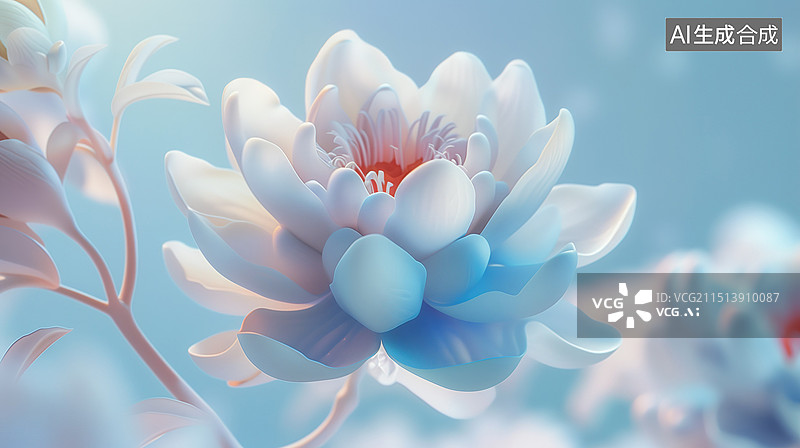 【AI数字艺术】白色开花植物特写图片素材