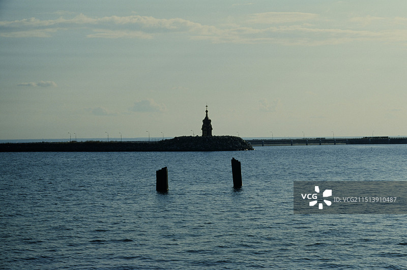 海面上的教堂图片素材