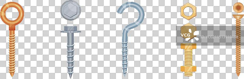 不锈钢和铜的钉子和螺栓图片素材