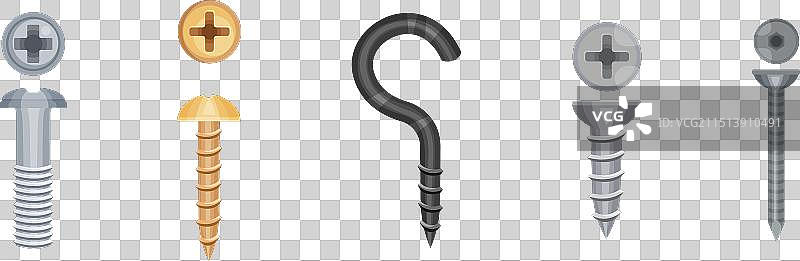 不锈钢和铜的钉子和螺栓图片素材