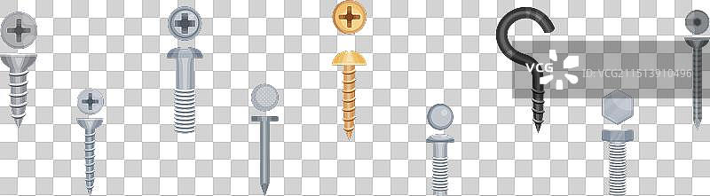 不锈钢和铜的钉子和螺栓图片素材